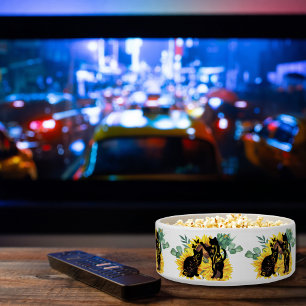 Sunflower Cats – Watercolor Floral Art Bowl