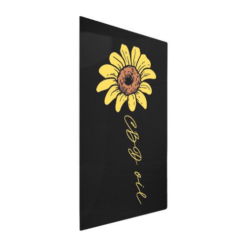 Sunflower CBD Oil_ Funny Sunflower Lover Gift Metal Print