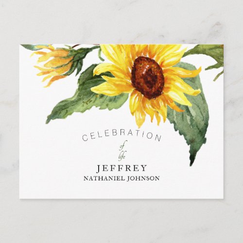Sunflower Celebration of Life After Loss Gathering Postcard