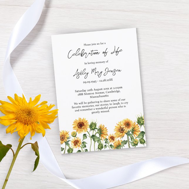 Sunflower Celebration of Life Funeral Invitation (Creator Uploaded)