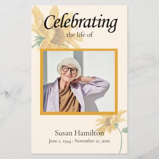 Sunflower Celebration of Life Funeral Program