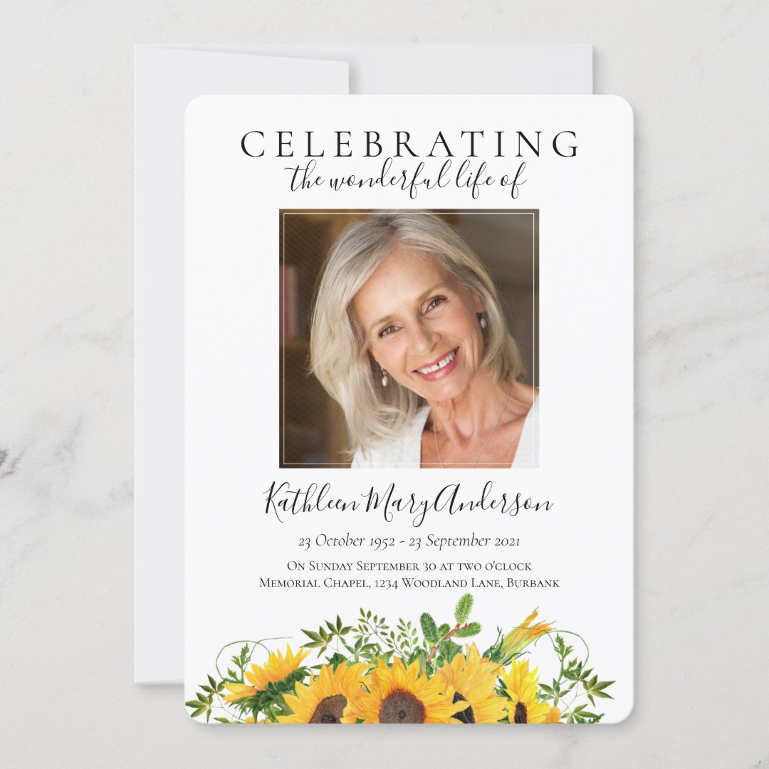 Sunflower Celebration of Life Invitation | Zazzle