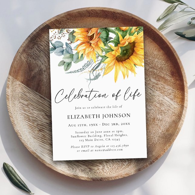 Sunflower Celebration of Life Memorial Invitation (Creator Uploaded)
