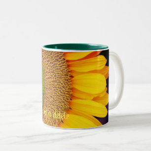 Sunflower Center Close Up Personalized  Two-Tone Coffee Mug
