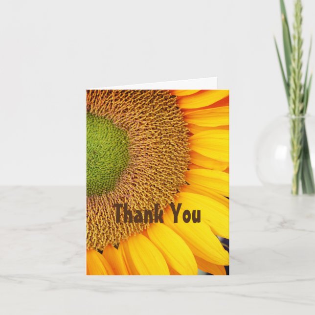 Sunflower Center Floral Thank You Card (Front)