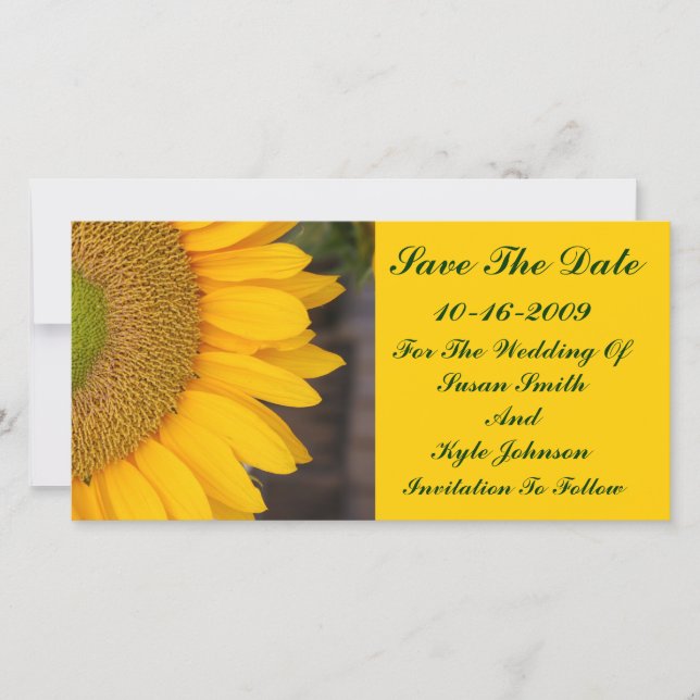 Sunflower Center Floral Wedding Save The Date (Front)