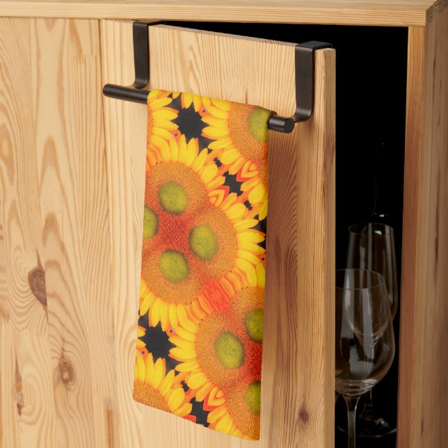 Sunflower Center Up Close Abstract Floral Art    Kitchen Towel (Thirds Fold)