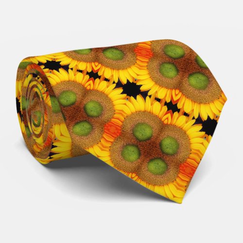 Sunflower Center Up Close Abstract Floral Art     Neck Tie