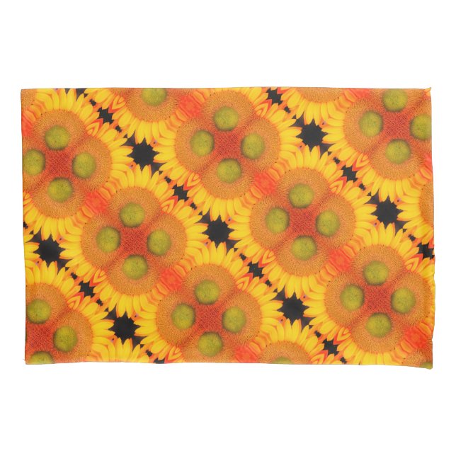 Sunflower Center Up Close Abstract Floral Art Pillow Case (Front)