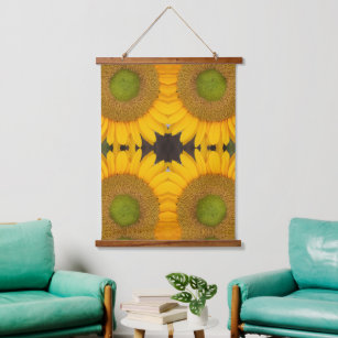 Sunflower Center Up Close Abstract   Hanging Tapestry