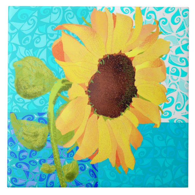 Sunflower Ceramic Kitchen Tile (Front)
