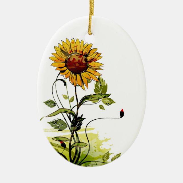 Sunflower Ceramic Ornament (Front)