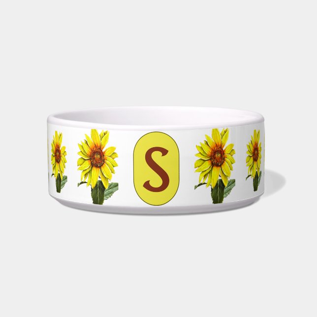 Sunflower Ceramic Pet Bowl (Front)