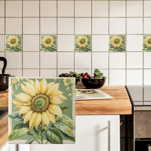 Sunflower ceramic tile