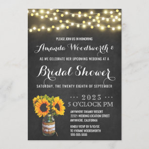 Sunflower Chalkboard Bridal Shower Invitations