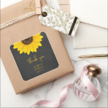 sunflower chalkboard rustic country wedding square square sticker<br><div class="desc">This sunflower chalkboard style wedding or any occasion stickers feature a chalky look sunflower with colorful petals in shades of gold at the top edge of the sticker - by katz_d_zynes</div>