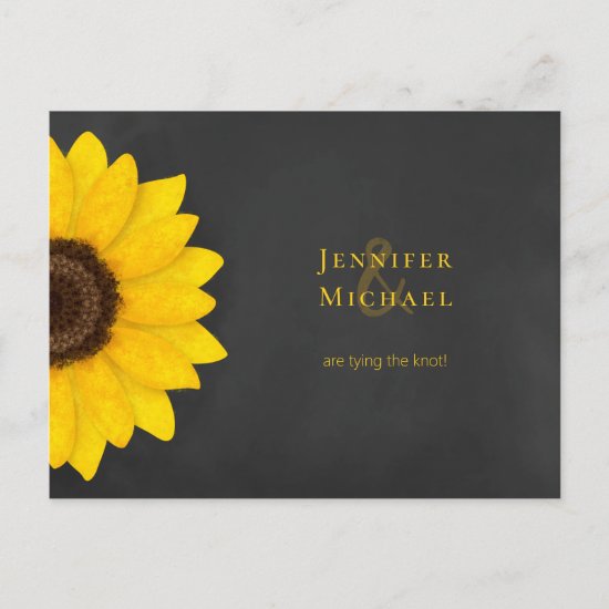 sunflower chalkboard rustic floral save the date announcement postcard