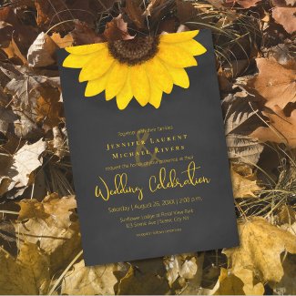 sunflower chalkboard rustic floral wedding invitation