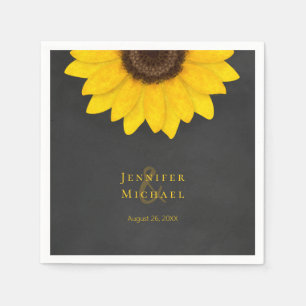 sunflower chalkboard rustic floral wedding napkins