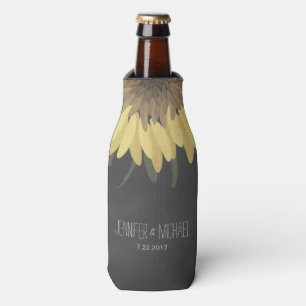 Sunflower Chalkboard Rustic Wedding Bottle Cooler