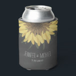 Sunflower Chalkboard Rustic Wedding Can Cooler<br><div class="desc">Chalky sunflower rustic dark gray chalkboard style wedding beverage can cooler with pretty sunflower at top edge front and back and customizable mixed typography by katz_d_zynes | Part of katzdzynes' Sunflower Chalkboard Rustic Wedding collection >> https://www.zazzle.com/collections/119897987782148015</div>