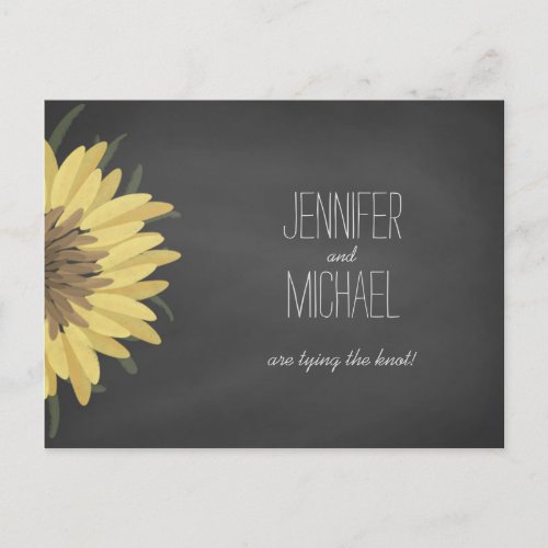 Sunflower Chalkboard Rustic Wedding save the date Announcement Postcard