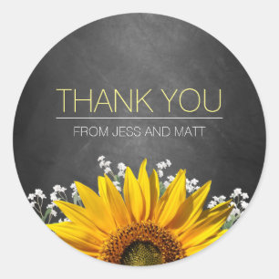 Sunflower Chalkboard Thank You Sticker