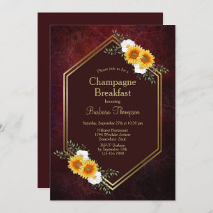 Sunflower Champagne Breakfast Bridal Shower Invitation