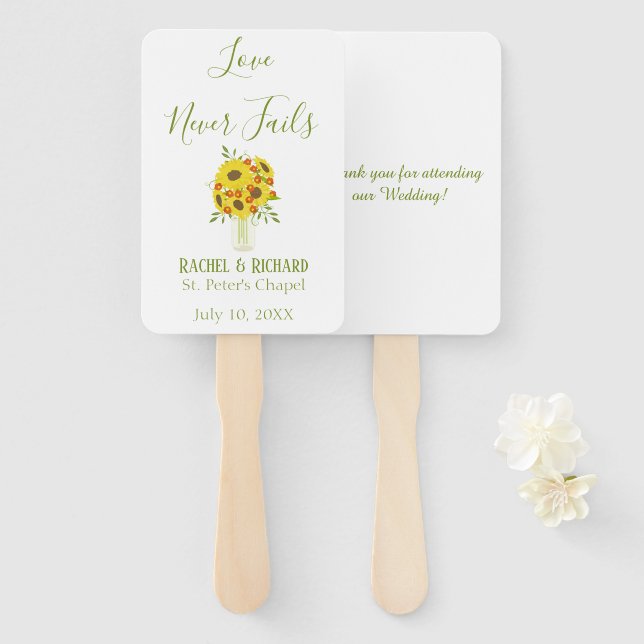 Sunflower Charm Wedding Hand Fan (Front and Back)