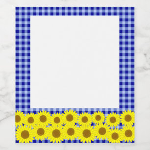 Sunflower & Check (Navy) Wine Label