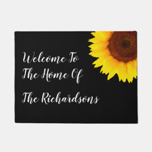 Sunflower Cheerful Family Monogram Welcome Doormat