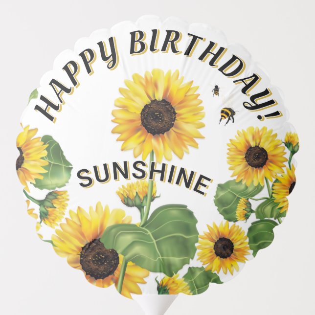 Sunflower Cheerful Sunny Happy Birthday Balloon (Back)