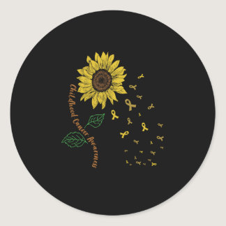 Sunflower Childhood Cancer Awareness Classic Round Sticker