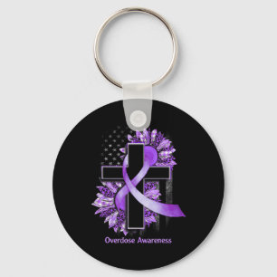 Sunflower Christian Cross Sunflower Overdose Aware Keychain