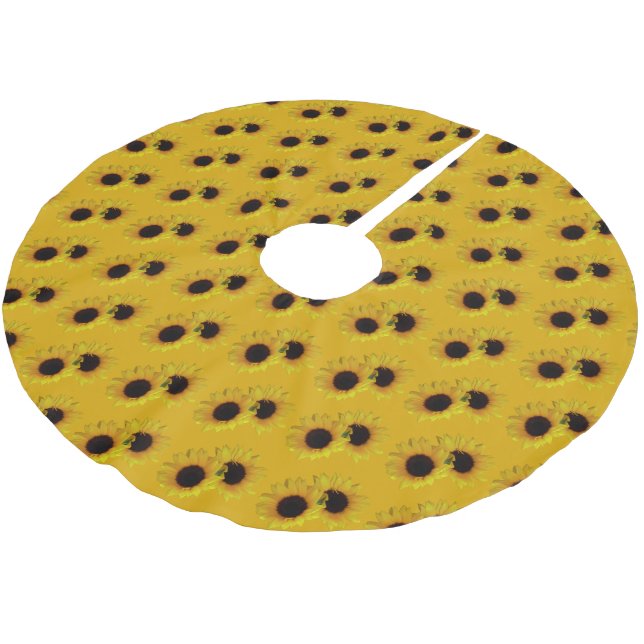 Sunflower Christmas Tree Yellow Flowers Tree Skirt (Angled)