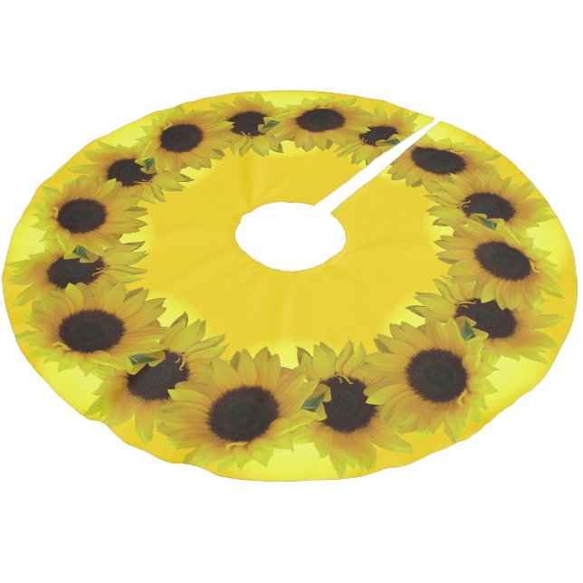 Sunflower Christmas Tree Yellow Flowers Tree Skirt (Angled)