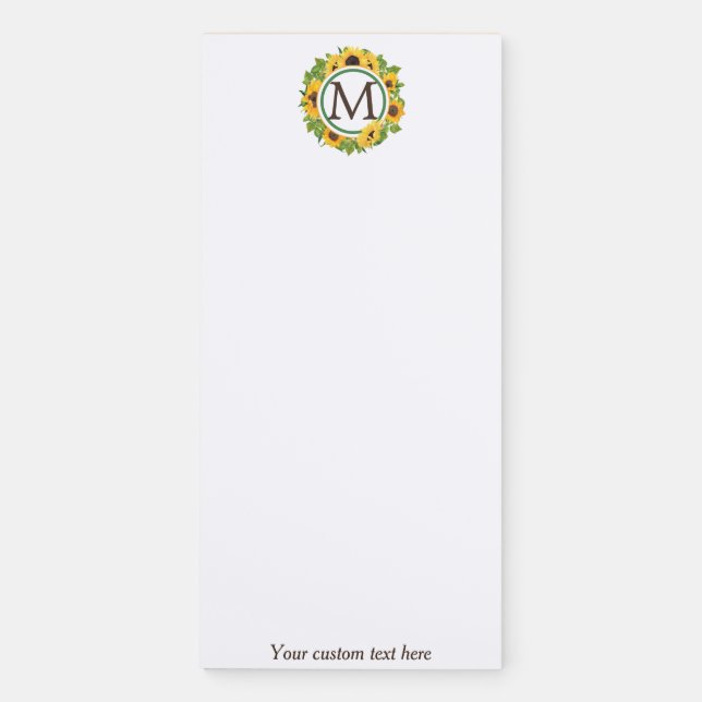Sunflower Circle Monogram Magnetic Notepad (Front)