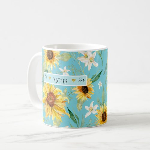 Sunflower Citrus Blossom Best Mother Ever Hearts Coffee Mug