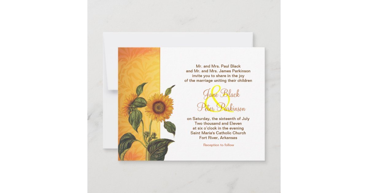 sunflower classic wedding invitation | Zazzle