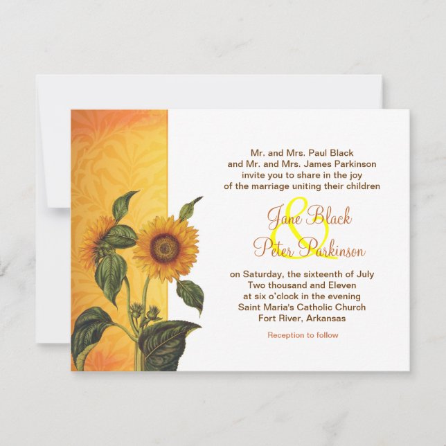 sunflower classic wedding invitation (Front)