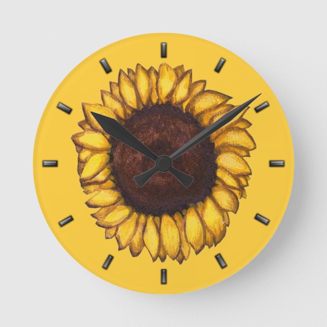 Sunflower Clock Yellow Flower Wall Clocks & Gift (Front)