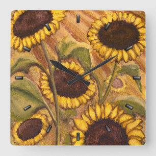 Sunflower Clock Yellow Sunflower Art Wall Clocks