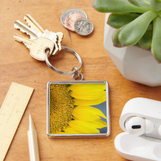 Sunflower Close Up Photograph Keychain