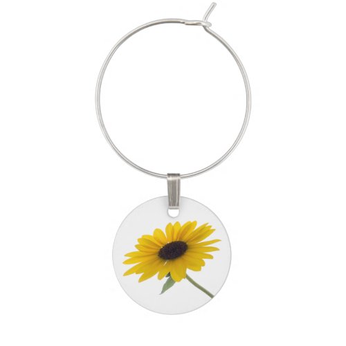 Sunflower Close Up Photograph Wine Glass Charm