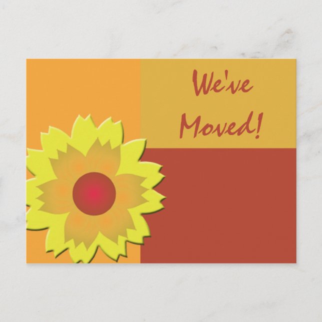Sunflower Color Block Change of Address Announcement Postcard (Front)
