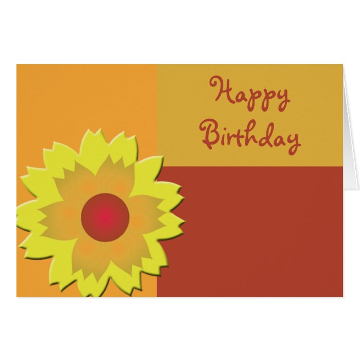 Sunflower Color Block Happy Birthday Card