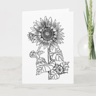 Sunflower Color It Yourself Blank Greeting Card