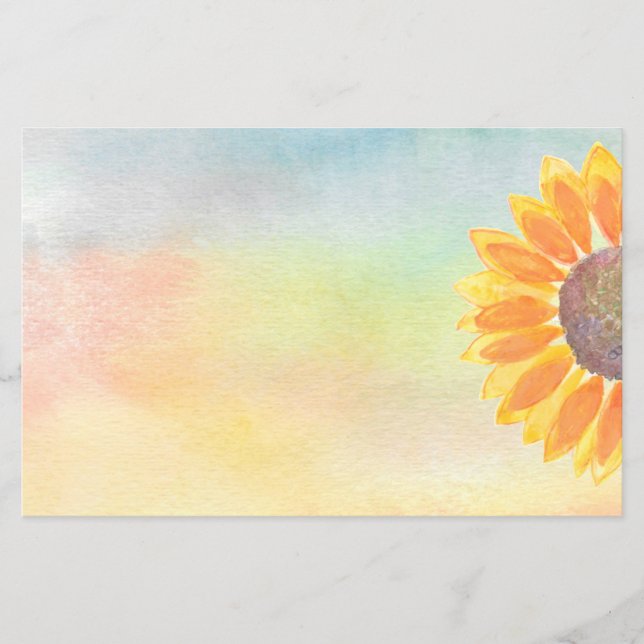 Sunflower Colorful Watercolor Paper Sheet (Front)