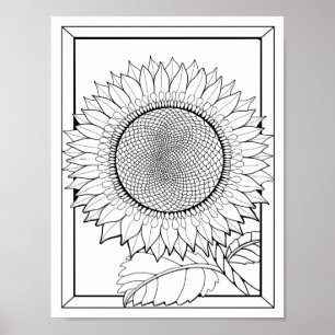 Sunflower Coloring Page Art Poster