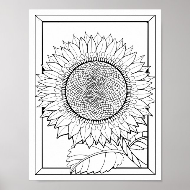 Sunflower Coloring Page Art Poster (Front)